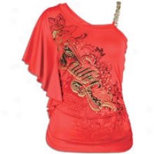 Southpole One Projection Side Ruched Logo Top - Womens - Watermelon