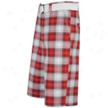 Southpole Plaid Belted Short - Mens - Red