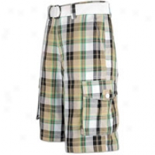 Southpole Plaid Twill Cargo Shorts - Mens - Dark Khaki