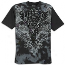 Southpole Premium Screen And Flock Print T-shirt - Mens - Black