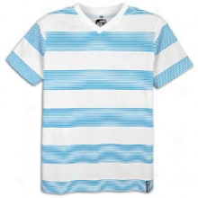 Southpole Printed Stripe V-neck T-shirt - Mens - Ocean Blue