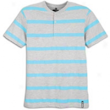 Southpole Slim Fit Henley S/s Stripe T-shirt - Mens - Aqua Blue