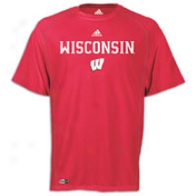 Wisconsin Adidas College Climalite Sideline T-shirt - Mens - Red