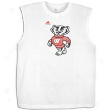 Wisconsin Adidas College Second Most good Logo Sleeveless Shirt - Mens - White