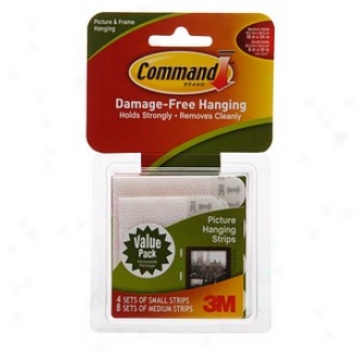 3m Govern Strips Damage-free Hanging:  Picture Hanging Strips Combo Pack, 4 Small/ 8 Medium Strips