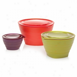 Aladdin 3 Collapsible Bowl Set, Lunch Size:  32oz, 16oz & 4oz, Timato, Egggplant & Lettuce