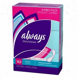 Always Radiant Incredibly Thin Liners, Unscented, Jumbo Pack, Regular, 162 Ea