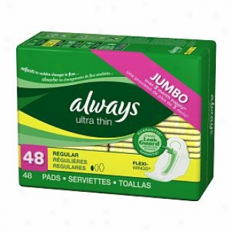 Always Ultra Thin Pads With Flexi Wings, Unscented, Regular, 48 Ea