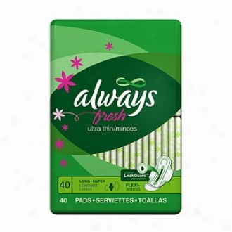 Always Ultra Thin With Flexi-wings, Fresh, Super, 40 Ea