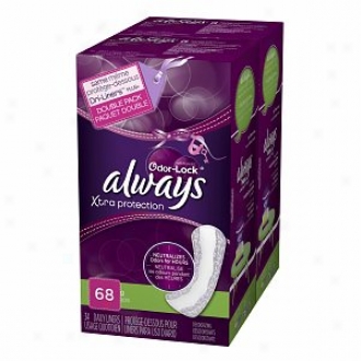 Always Xtra Protection Daily Liners, Odor-lock, Double Pack, Long, 68 Ea