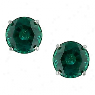 Amour 1 5/8 Ct Tgw Created Emerald Stud Earrings 10k, Green