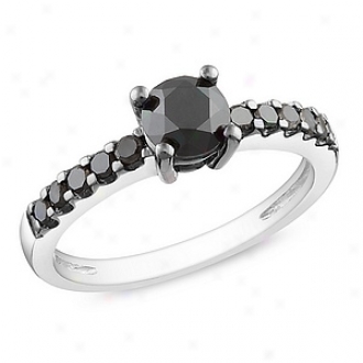 Amour 1 Ct Black Rhombus Tw Engagement Ring Silver  Black Rhodium Plated, 9