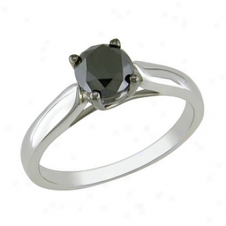Amour 1 Ct Black Diamond Tw Fashion Ring Silver Black Rhodium Plated, 9