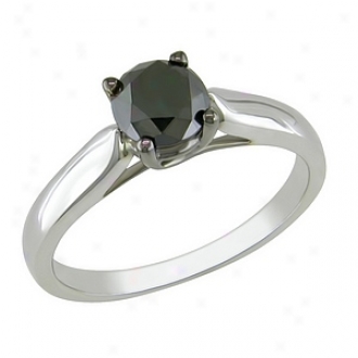 Amour 1 Ct Black Diamond Tw Fashion Ring Silver Black Rhodium Plated, 8