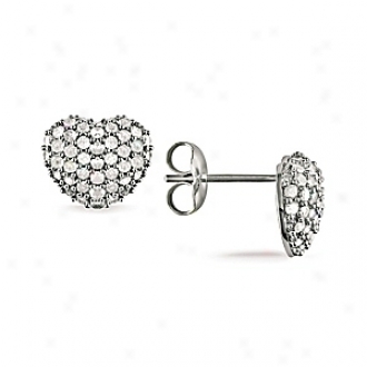 Amour 1 Ct Diamond Tw Heart Earrings Silver I3, White