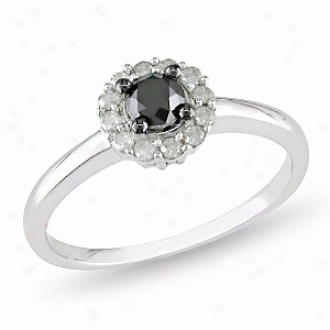 Affair of gallantry 1/2 Ct Black And White Diamond Tw Engagement Ring Silver I3, 9