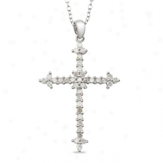 Amour 1/ Ct Diamond Tw Religious Pendant With Chain Silver I3, White