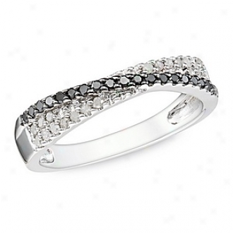 Amour 1/4 Ct Diamond Tw Fashion Ring Silver Rhodium Plated, 5