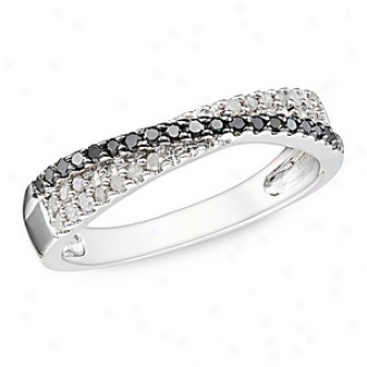 Amour 1/4 Ct Diamond Tw Fashion Ring Silver Rhodium Plated, 8