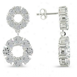 Amour 6 3/4 Ct Tgw White Topaz Ear Pin Earrings, Silver And White
