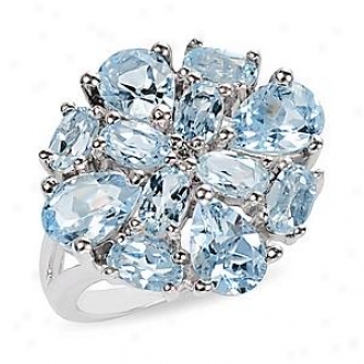 Amour 6 Ct Tgw Blue Topaz - Sky White Topaz Fashion Ring Silver, 9