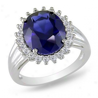 Amour 7 7/8 Ct Tgw Created Sapphire White Topaz Fashion Ring Silvee, 8