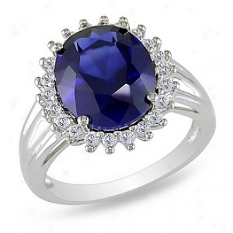 Amour 7 7/8 Ct Tgw Created Sapphire White Topaz Fashion Ring Silver, 10