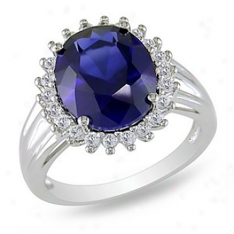 Amour 7 7/8 Ct Tgw Created Sapphire White Topaz Fashion Sound Silver, 6