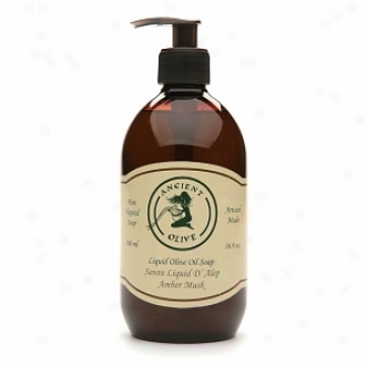 Ancient Olive Natural Oilive Oil & Laurel Oil Liquid Soap, Amber Musk
