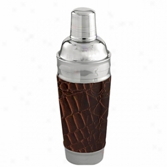 Andrea Sadek 13 Inch Martini Shaker, Embossed Brown Leather