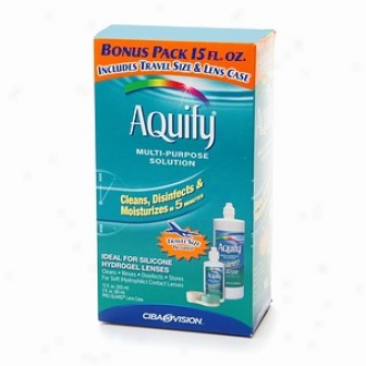 Aquify Multi-purpose Solution For Soft Contact Lenses, With Free 3-oz Travel Disruption