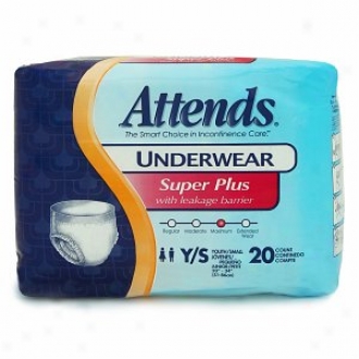 Attends Underwear Super Plus With Leakage Barriers Youth Little 22-36in, 80-120lb