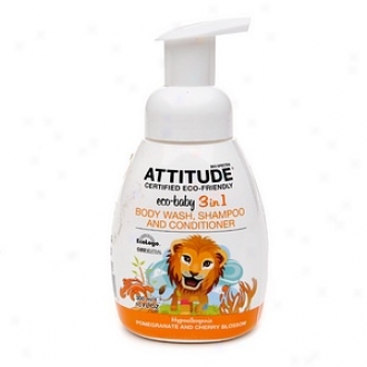 Attitude Eco-baby 3 In 1 Body Wash, Shampoo & Coditioner, Pomegranate & Cherry Blossom