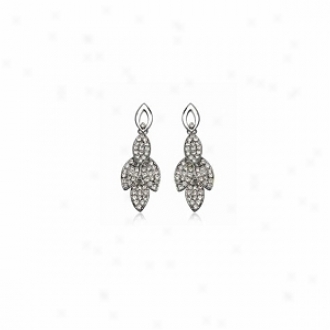 Ayana Swarovski Silver Drop Leaf Earrings With Pure Swarovsii