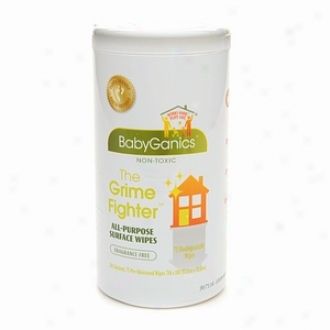 Babyganics The Grime Fighter All-purpose Surface Wipes, Fragrance Free