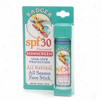 Badger Unscented Sunscreen Sur~ Stick, Spf 30, Unscented