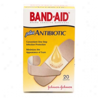 Band-aid Plus Antibiotic Adhesive Bandages More Antibiotic, Assorted Sizes