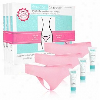 Bareease & Cream Prep Kit For Ouchless Hair Removal,-3-pack, S/m