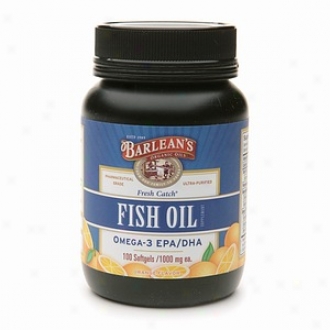 Barlean's Organic Oils Fresh Catch Fish Oil Omega-3 Epa/dha 1000mg Softgels, Orange