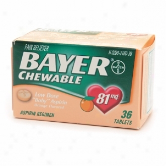 Bayer Low Dose  Baby  Aspirin Pain Reliever, 81mg, Chewable Tablets, Orange