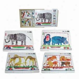 Bepuzzled Eric Carle 4 In 1 Wooden Jigsaw Puzzles Ages 3+