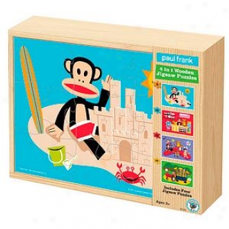 Bepuzzled Paul Frank 4 In 1 Wooden Jigsaw Puzzles Ages 3+