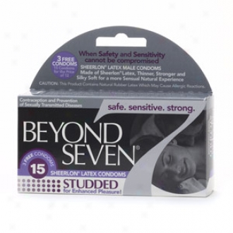 Beyond Seven Sheerlon Latex Condoms, Studded, Lightly Lubricated