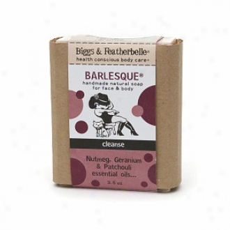 Biggs & Featherbelle Barlesque, Handmade Natural Bar Soap For Face & Body, Cleanse:  Nuttmeg, Geranium & Patchouli