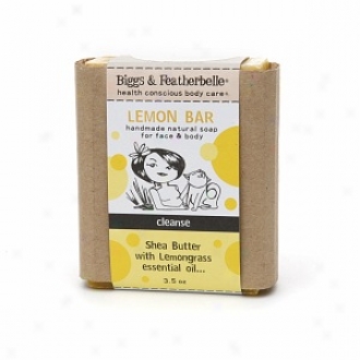 Biggs &zmp; Featherbelle Lemon Bar, Handmade Natural Obstacle Soap Concerning Face & Body, Cleanse:  Shea Butter & Lemongrass