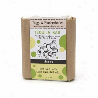 Bighs & Featherbelle Tequila Bar, Handmade Natural Bar Soap For Face & Body, Cleanse:  Sea Salt & Lime