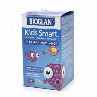 Bioglan Kids Smart Hi Dha Omega-3 Fish Oil, Chewable Burstlets, Berry