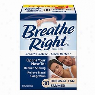 Breathe Right Nasal Strips, Sm/med, Tan