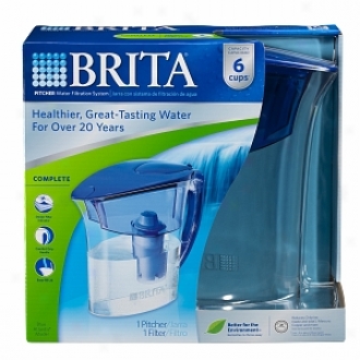 Brita Pitcher Water Filtration System, Atlantis Model, 6 Cups, Blue/clear