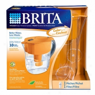 Brita Pitcher Water Filtration System, Grand Model, 10 Cups, Orange